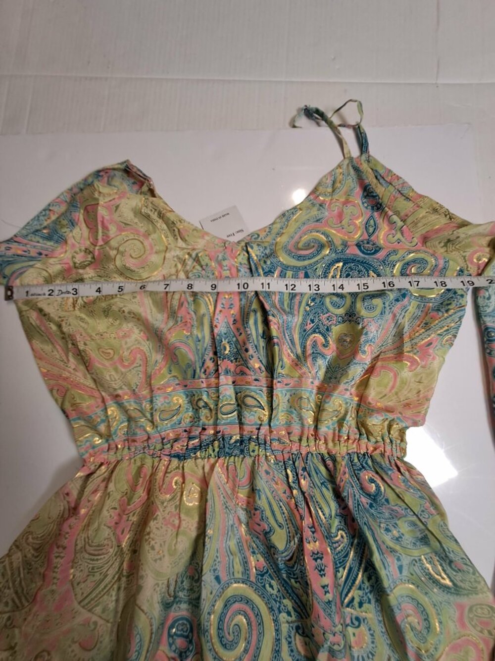 Paisley Gold Multicolor Boho Dress One Size - Picture 10 of 12